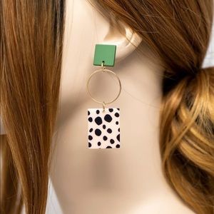 GREEN AND PINK LEOPARD EARRINGS
